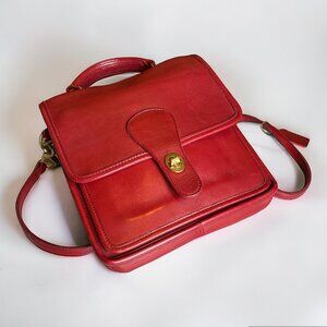 Vintage Coach Red Leather Station Bag B5B-5130
